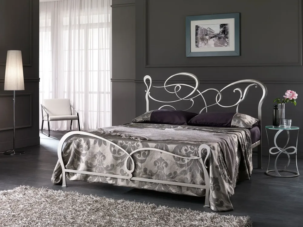 Sale Approfitta dello sconto 45% sul letto Letto in ferro battuto foglia argento made in italy di Letti