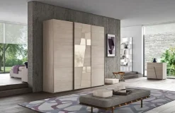 Dal Cin Armadio 3 ante scorrev. con inserti in vetro laccato. Promo-sconto 30%. Prezzo scontato.- Armadi