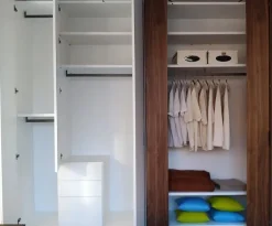 Caccaro Armadio ante a soffietto in laccato opaco Armadio core noce laccato scontato- Armadi