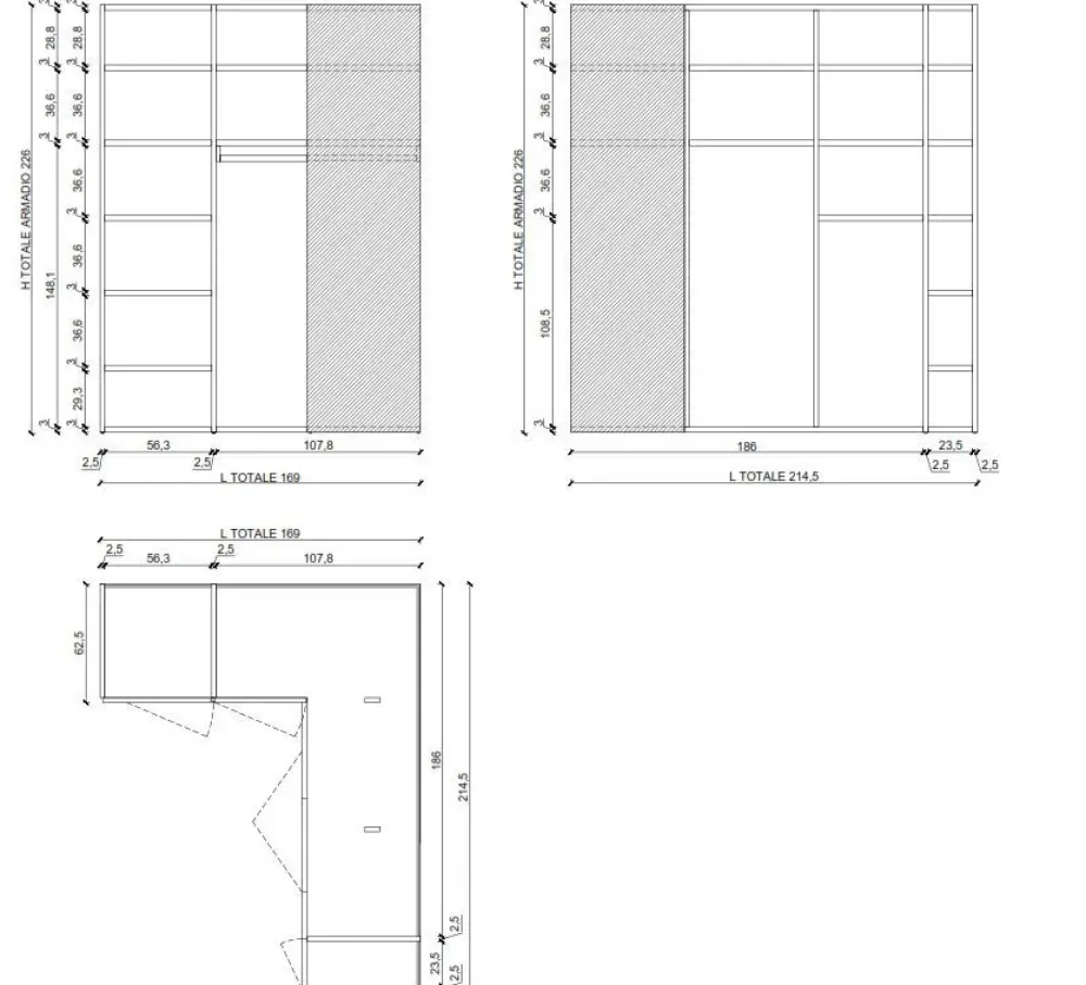 Hot Armadio ante battenti in laminato opaco Core angolare apertura totale scontato Armadi