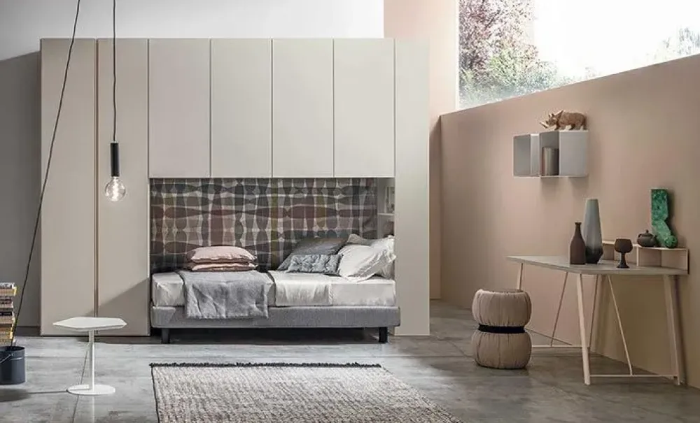 Discount Armadio ante battenti in laminato materico modello A ponte con letto singolo di Armadi