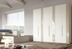 Best Armadio con ante battenti moderno Armadio a 6 ante in tamburato versione laccato bianco opaco con inserto in vetro tortora in promo-sconto del 55% a prezzo scontato Armadi