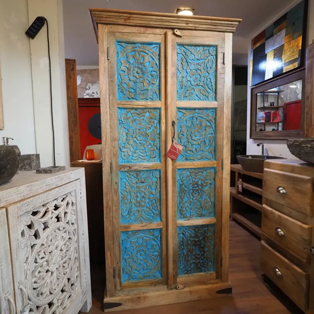 Hot Armadio in legno Armadio etnico intarsi india a marchio scontato -37% Armadi