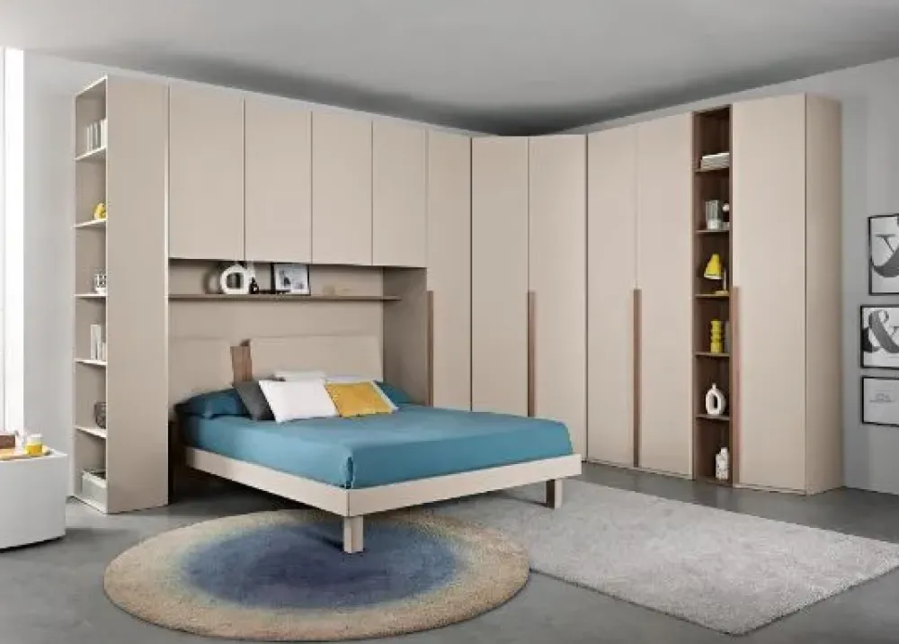 Gierre Mobili Armadio moderno con Sette ante modello Armadio angolare a ponte con letto matrimoniale di- Armadi