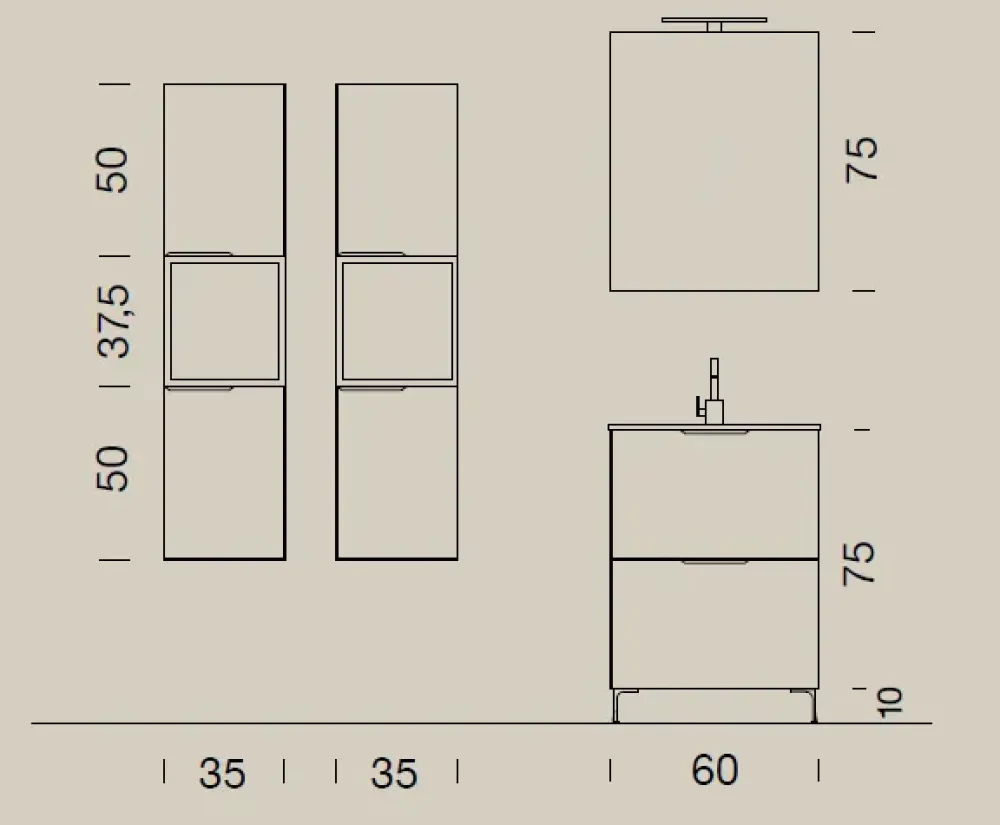 Outlet Arredamento bagno: mobile Up004 in Offerta Outlet Mobili Bagno A Terra