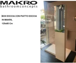 Box doccia Makro, piatto doccia less in makril 120x80 + vetro pluvio . Prezzo scontato!^Artigianale