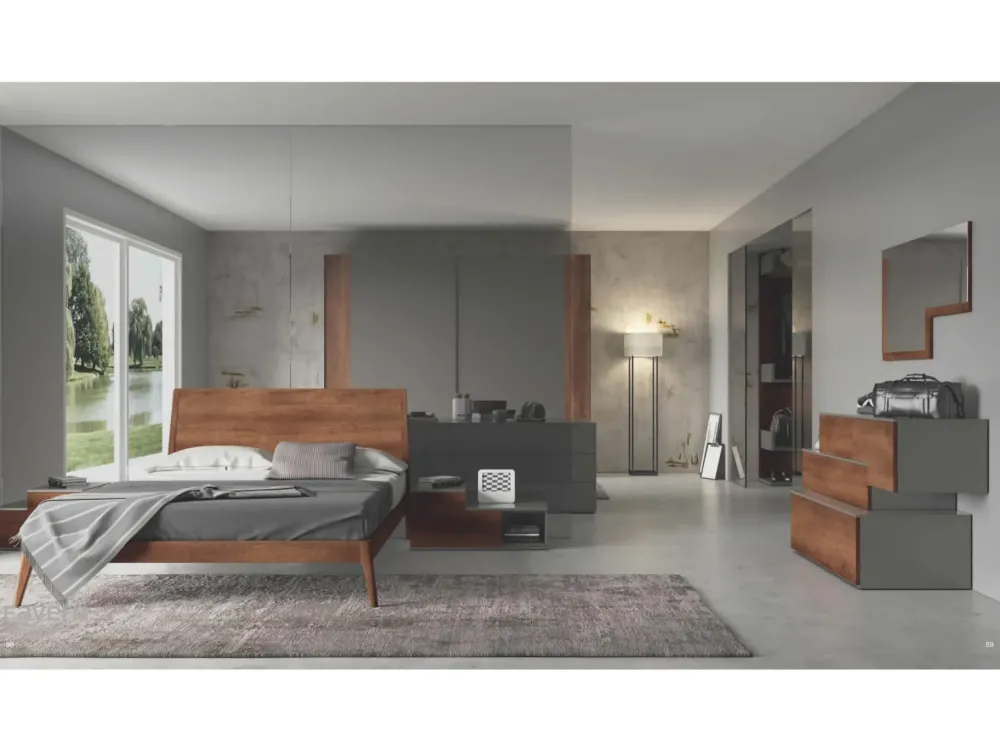 Favero Camera completa con Letto bline + gruppo social-connect + armadio scorrevole linea-S- Camere Da Letto