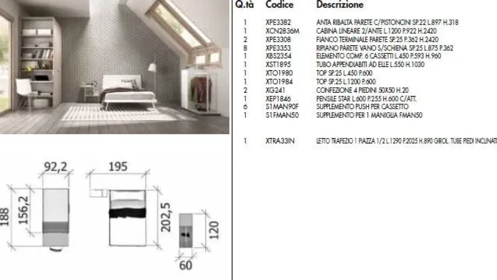 Clearance Camera da letto 107 in legno a prezzo scontato Camere Da Letto