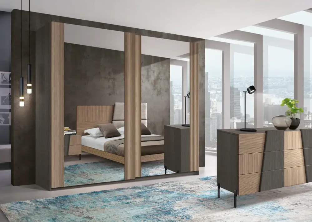 Camera da letto como' e comodini modello alessia in legno a prezzo scontato^Mobilificio Bellutti Sale