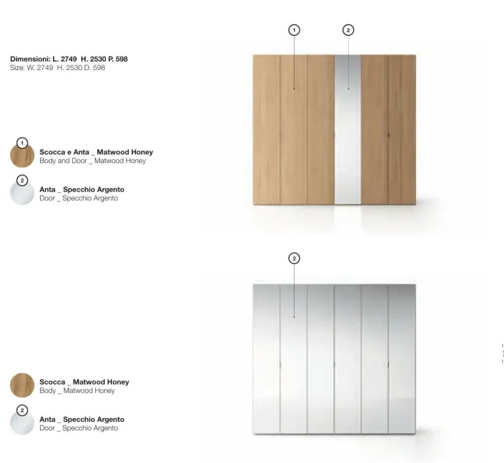 Camera da letto Composizione aria 319 in laminato a prezzo Outlet Camere Da Letto