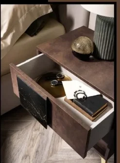 Mobilpiu Camera da letto Grazia effetto marmo in legno a prezzo Outlet- Camere Da Letto