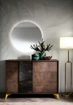 Mobilpiu Camera da letto Grazia effetto marmo in legno a prezzo Outlet- Camere Da Letto