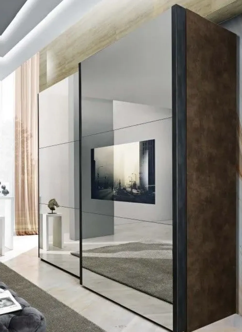 Mobilpiu Camera da letto Grazia effetto marmo in legno a prezzo Outlet- Camere Da Letto