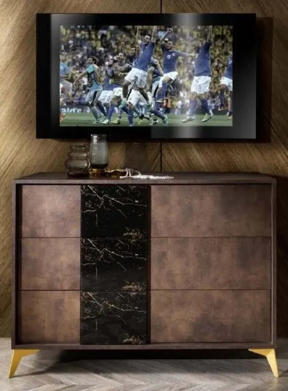 Mobilpiu Camera da letto Grazia effetto marmo in legno a prezzo Outlet- Camere Da Letto