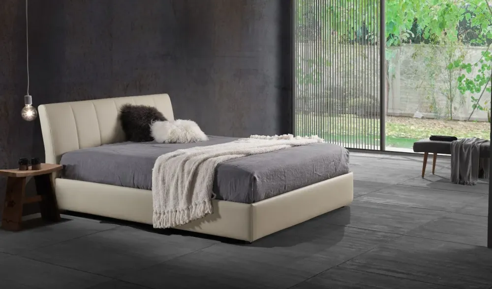 Excò Camera da letto Letto matrimoniale mod.liam in prosconto del 50% in ecopelle a prezzo scontato- Camere Da Letto