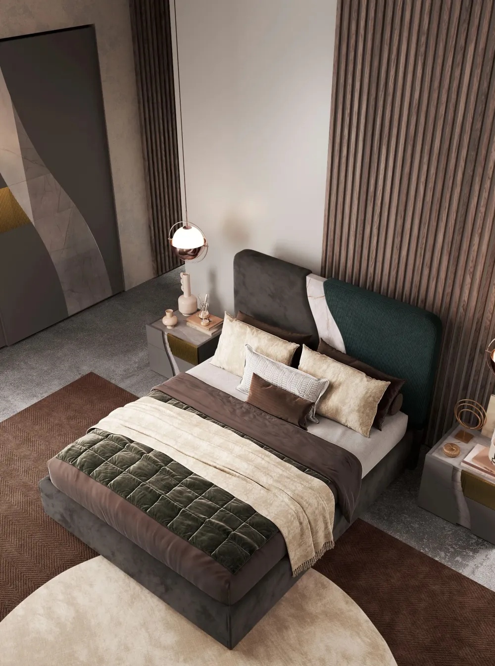 Artigianale Camera da letto Modello titanio in laminato a prezzo scontato- Camere Da Letto