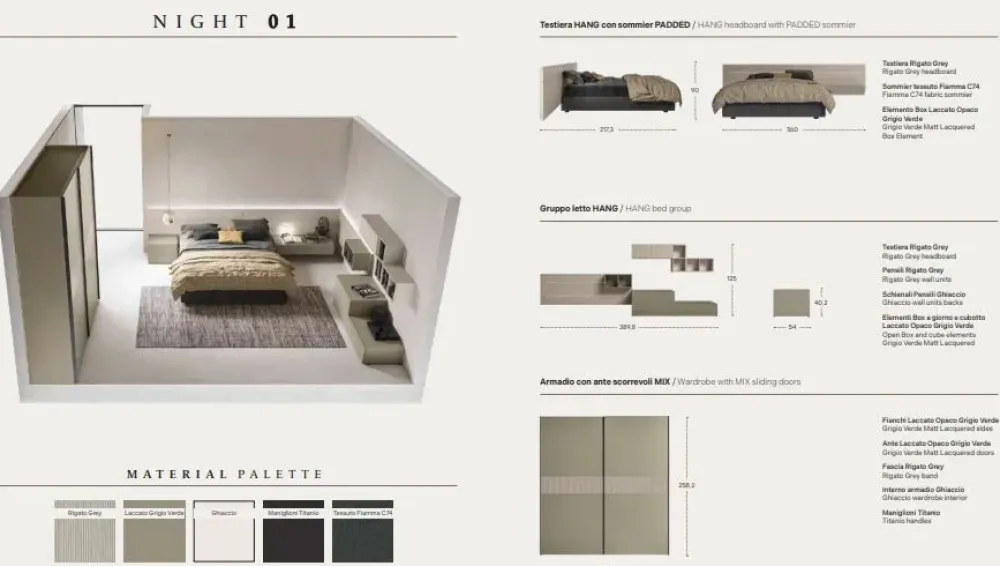 Camera da letto Night 01 power in laminato in Offerta Outlet^ZG Mobili Discount