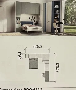 Cameretta 113 con letto a ponte in offerta^ZG Mobili