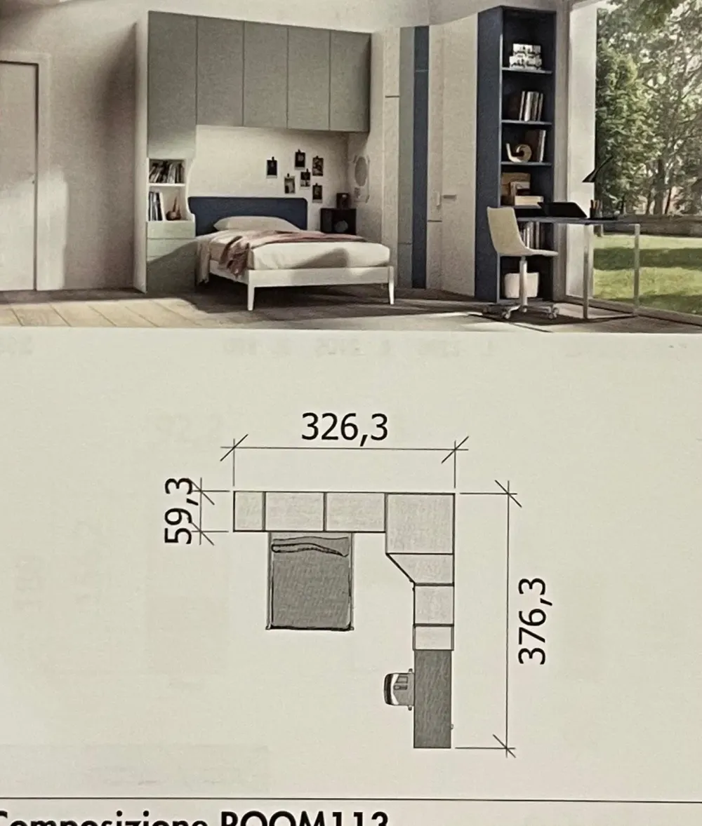 Cameretta 113 con letto a ponte in offerta^ZG Mobili