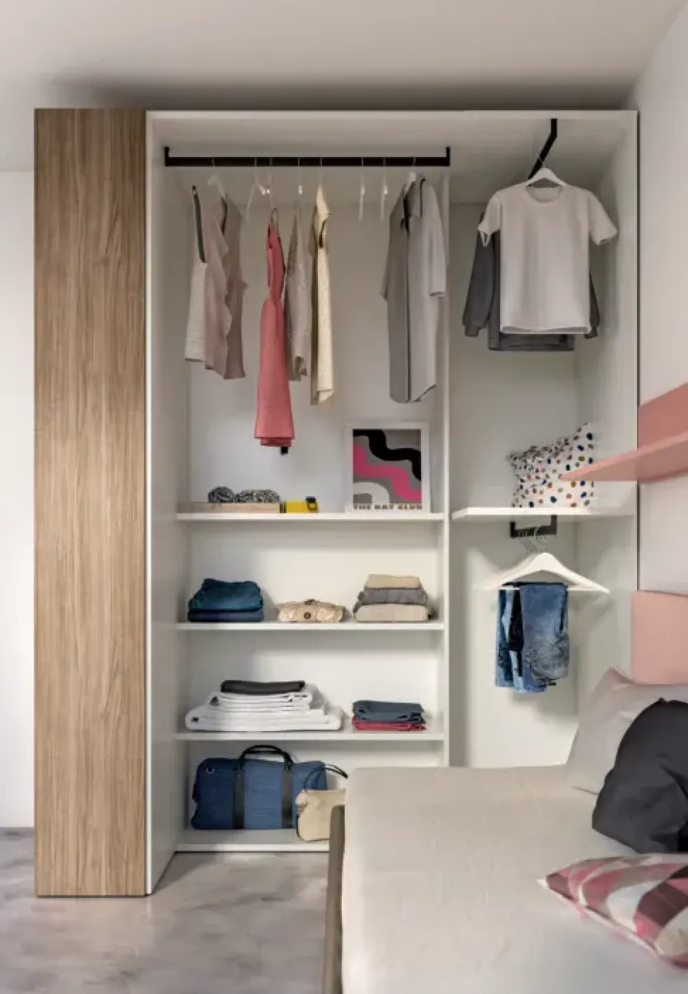 Cameretta Camera per teenager funzionale e moderna letti a terra in offerta^ZG Mobili