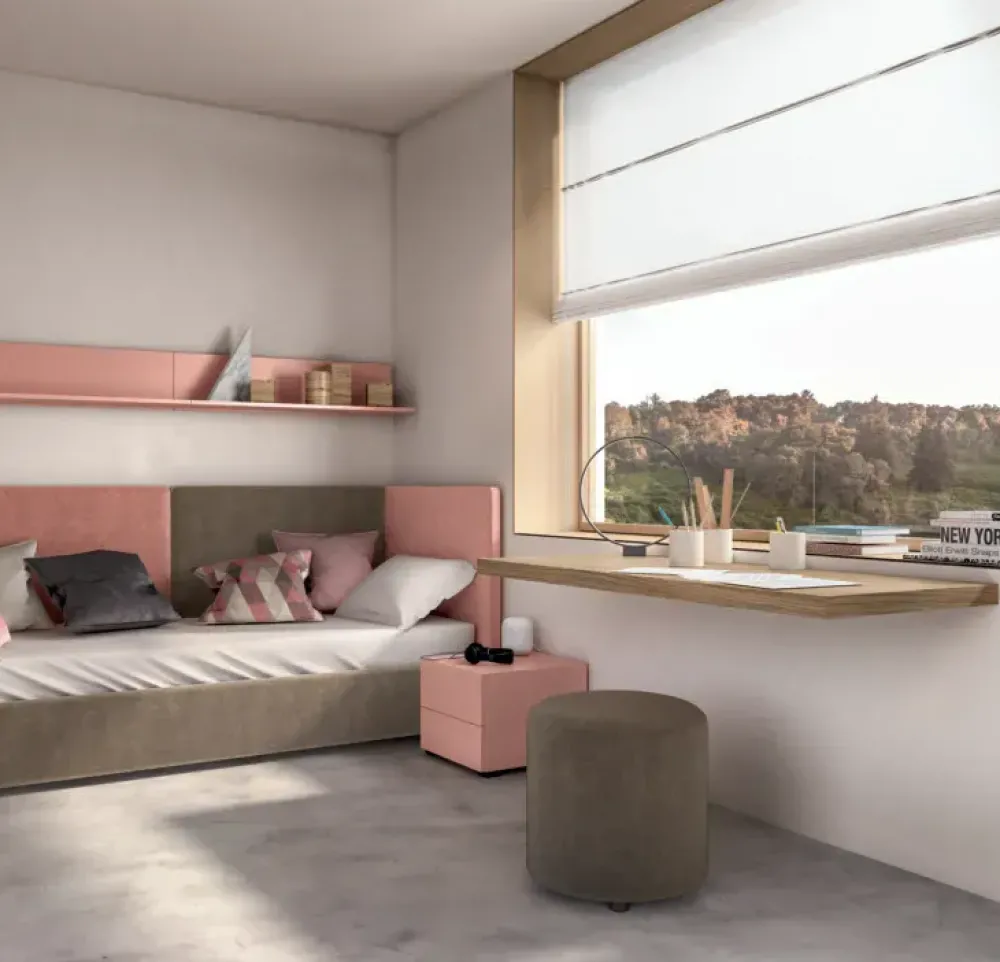 Cameretta Camera per teenager funzionale e moderna letti a terra in offerta^ZG Mobili