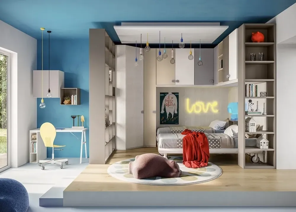 Cameretta Cameretta a ponte-angolare di scontata del 40% letti a terra in Offerta Outlet Camerette