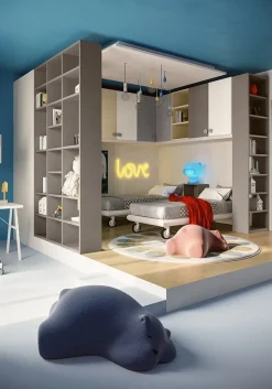 Cameretta Cameretta a ponte-angolare di scontata del 40% letti a terra in Offerta Outlet Camerette