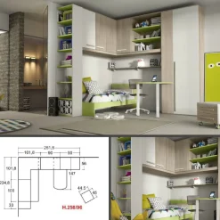 San Martino Mobili Cameretta Cameretta a ponte 15 letti a terra in offerta- Camerette