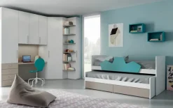 Outlet Cameretta Cameretta con cabina-spogliatoio-angolare di scontata del 30% con letto a castello in Offerta Outlet Camerette