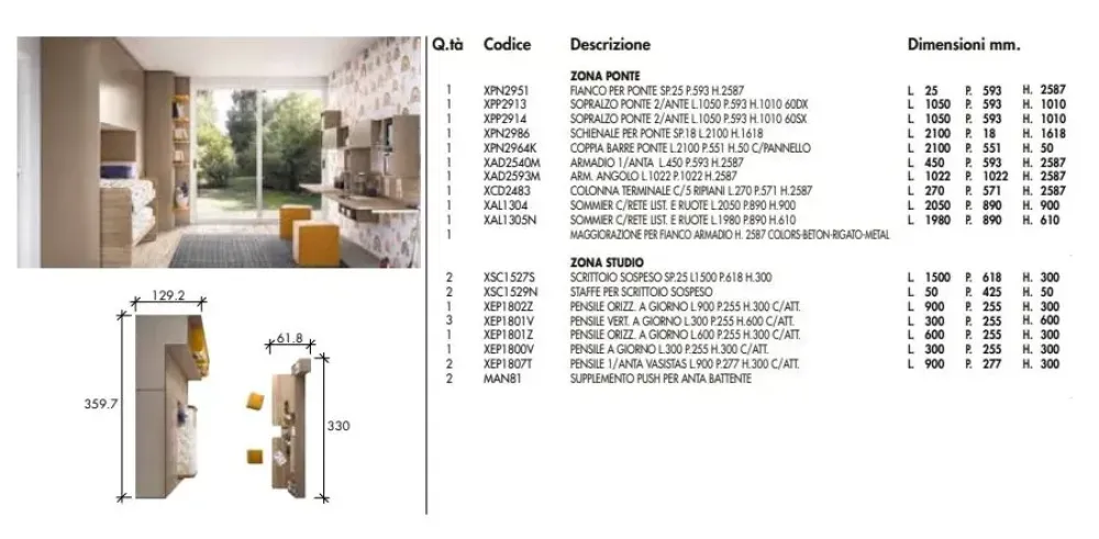 New Cameretta Cameretta con letto play pratico letti a terra in Offerta Outlet Camerette