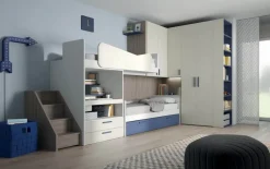 Hot Cameretta Cameretta con letto-soppalco ad angolo scontata del 30% in laminato materico a prezzo scontato Camerette