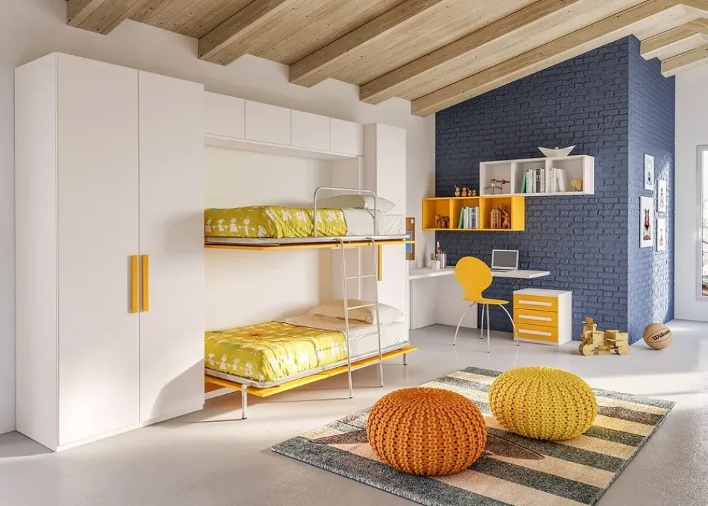 Cameretta Cameretta con letti a castello a parete di scontata del 30% con letti a scomparsa scontata^Giessegi Sale