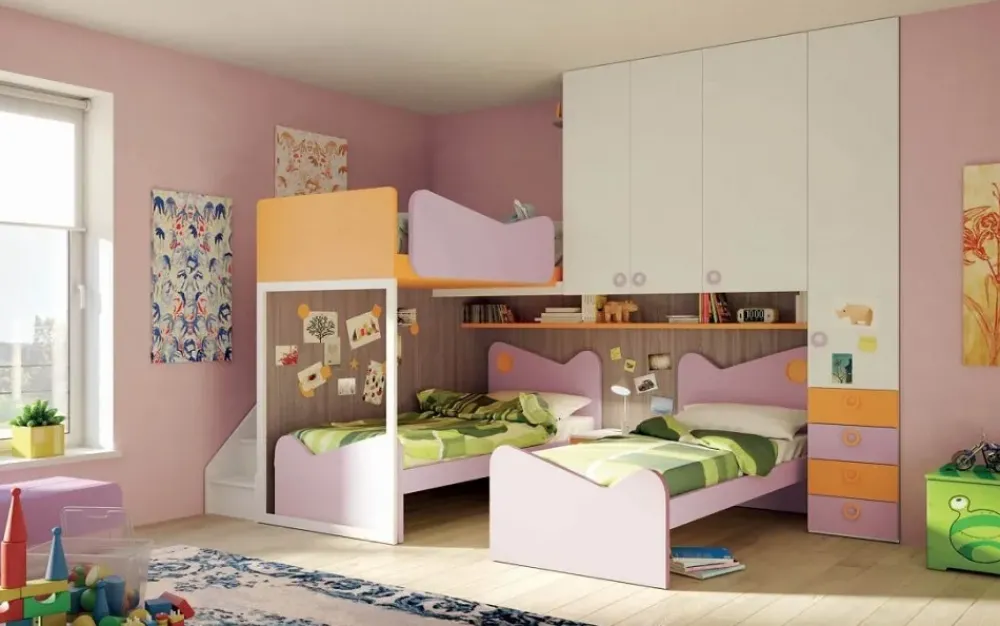 Mistral Cameretta Cameretta con soppalco angolare di scontata del 30% letti a terra a prezzo Outlet- Camerette