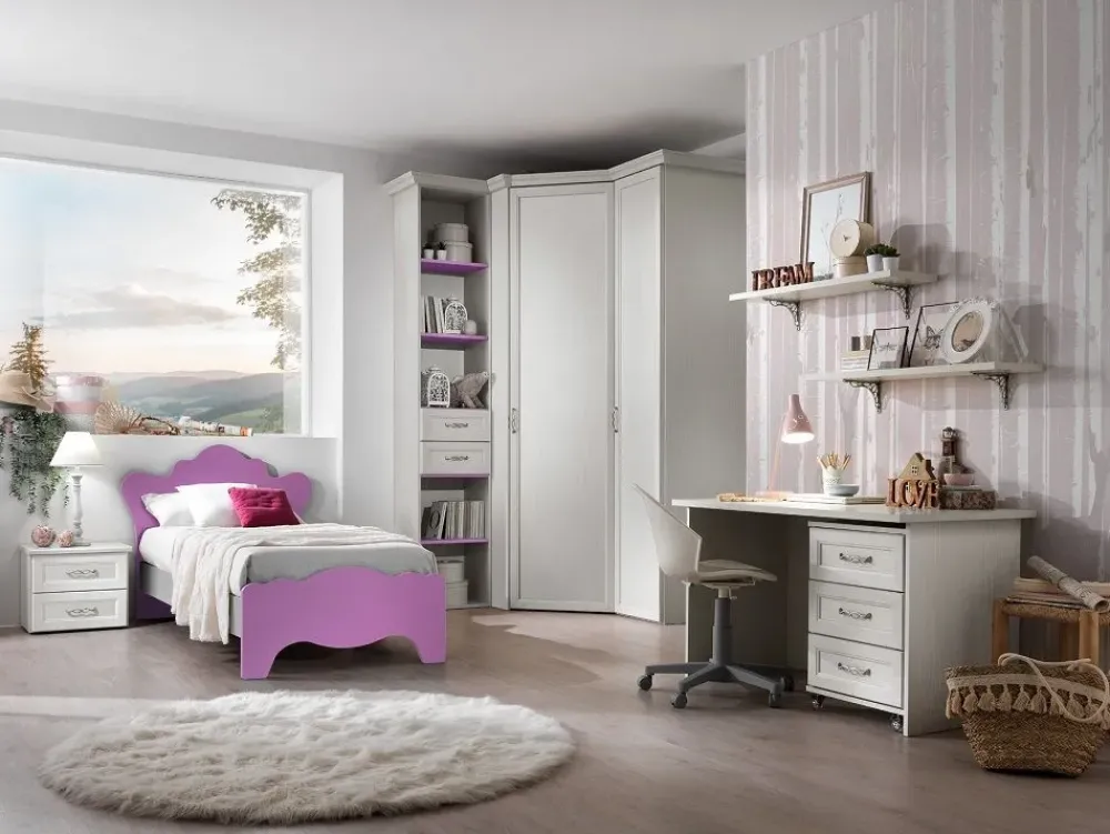 Gruppo Silwood Cameretta Cameretta mod-afrodite con cabina-spogliatoio in promo-sconto del 40% con letto a terra in Offerta Outlet- Camerette