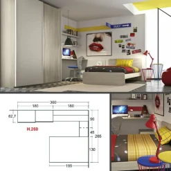 Cameretta Cameretta moderna 4 letti a terra a prezzo Outlet^San Martino Mobili Hot