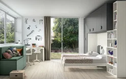 Discount Cameretta Cameretta moderna con armadio a ponte  letti a terra scontata Camerette