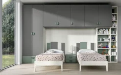 Discount Cameretta Cameretta moderna con armadio a ponte letti a terra scontata Camerette