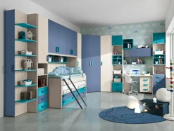 Cameretta Cameretta mod.happy con letti-sovrapposti con letto a terra a prezzo Outlet^Gruppo Silwood Outlet