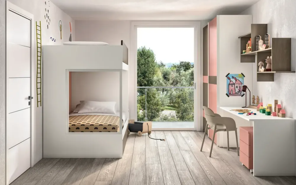 ZG Mobili Cameretta Cameretta per bambini moderna con letto a castello scontata- Camerette