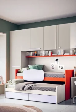 Cameretta Cameretta ponte  di in laminato opaco in Offerta Outlet Camerette