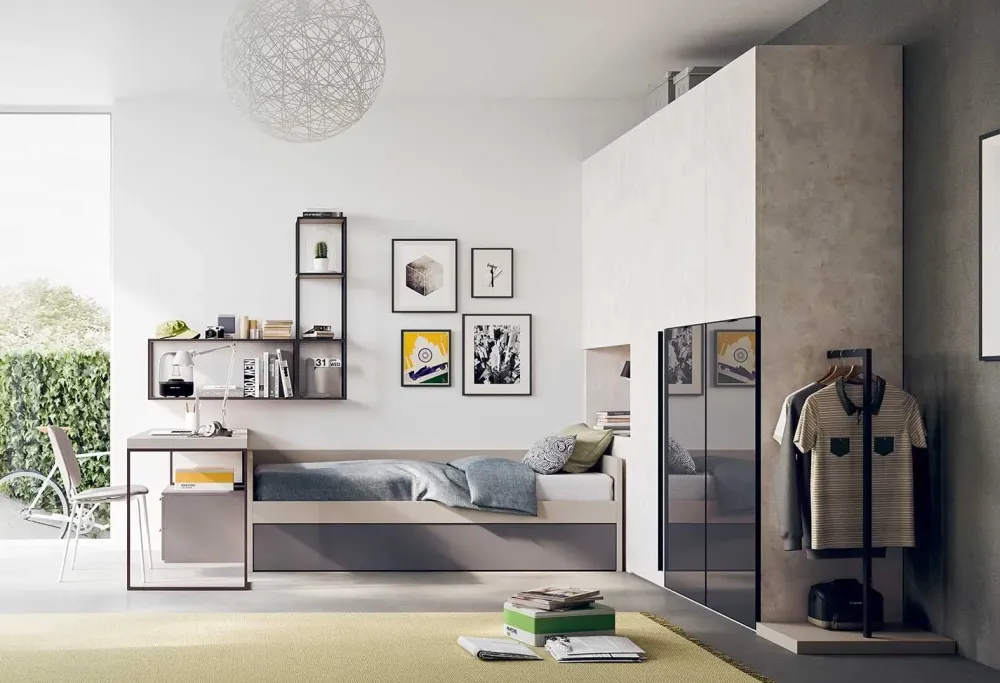 Cameretta in OFFERTA OUTLET. Ante in vetro, design moderno.^Clever Discount