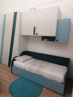 Cameretta Compos.pavone - cielo Moretti compact letti a terra a prezzo Outlet Camerette