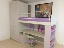 Cameretta Fantasy rosa  con letto a castello scontata^ZG Mobili Clearance