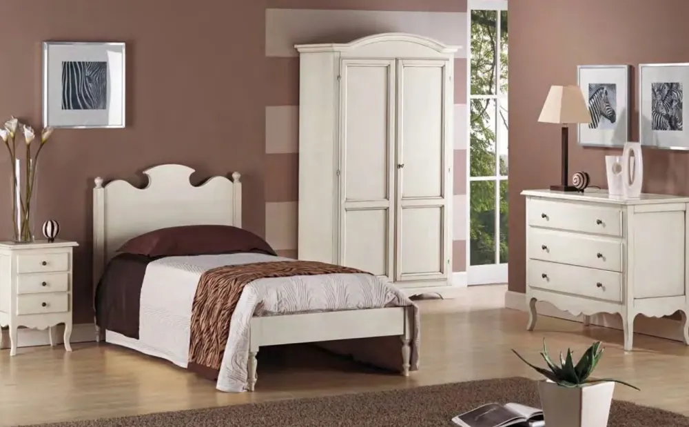 Md work Cameretta in laccato opaco Cameretta singola completa fine produzione scontata a PREZZI OUTLET- Camerette