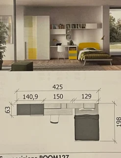 ZG Mobili Cameretta in laccato opaco?127 scontata a PREZZI OUTLET- Camerette