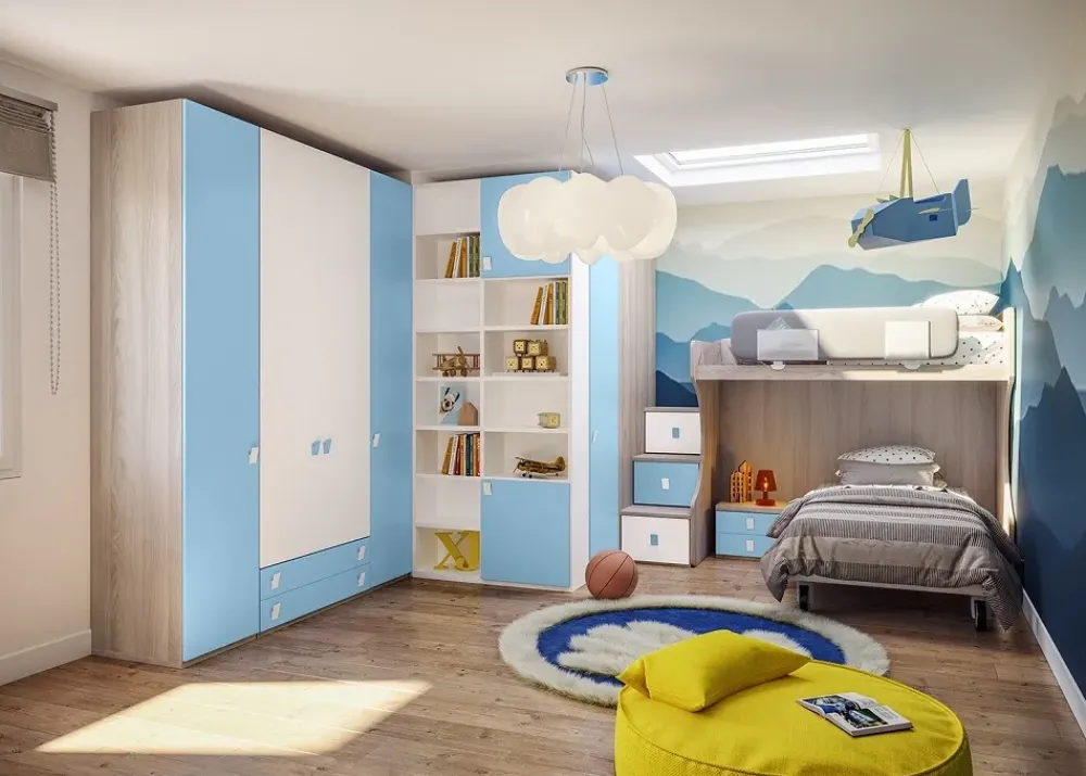 Outlet Cameretta in laccato opaco Cameretta con letto a castello di scontata del 40% scontata a PREZZI OUTLET Camerette