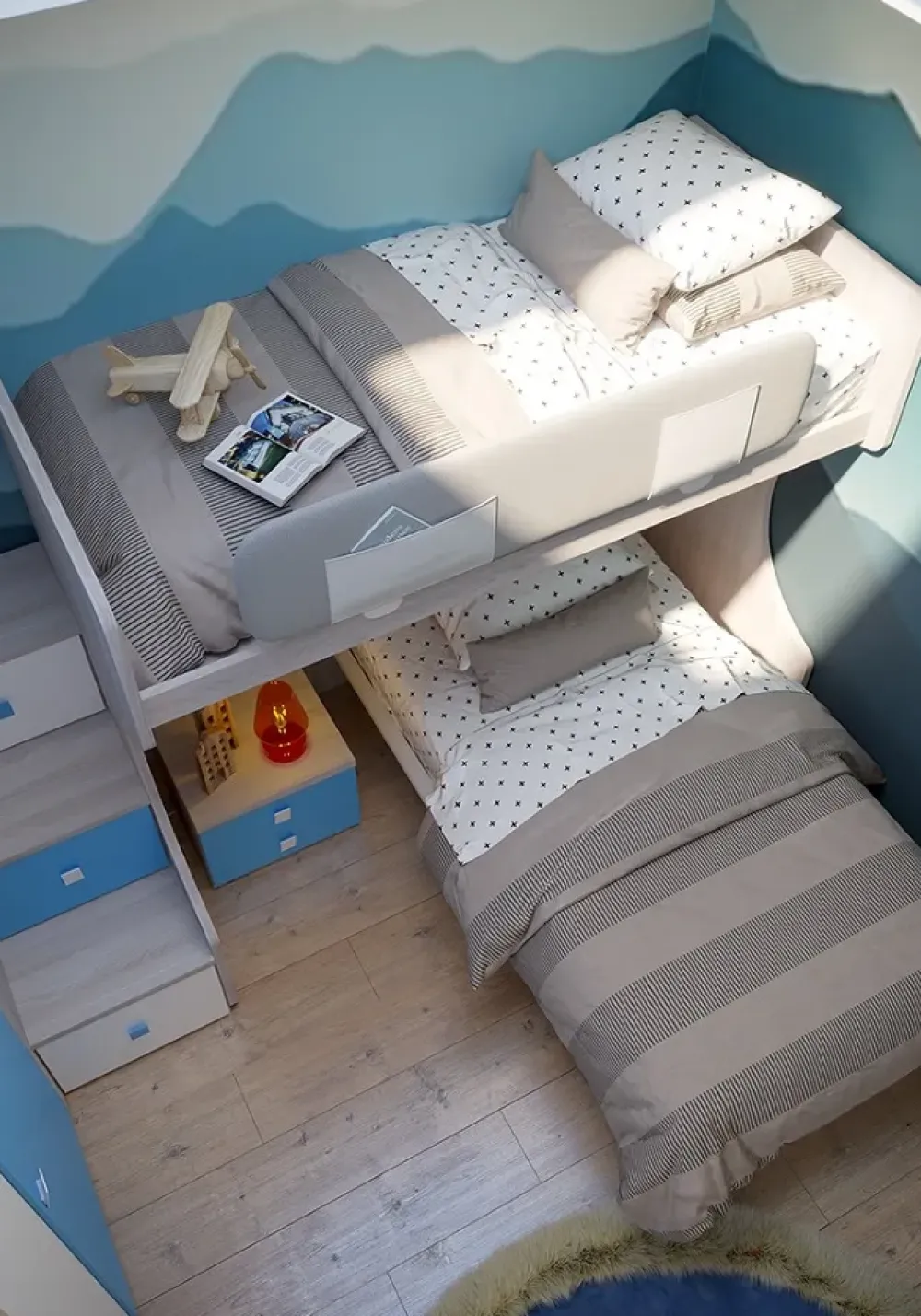 Outlet Cameretta in laccato opaco Cameretta con letto a castello di scontata del 40% scontata a PREZZI OUTLET Camerette