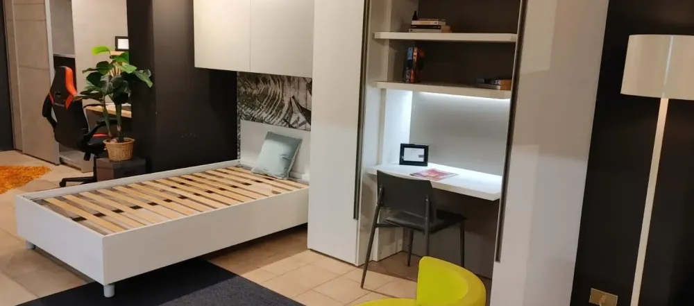 Cameretta in laminato materico Cameretta letto 1p 1/2 moretti compact Moretti compact scontata a PREZZI OUTLET^Moretti Compact Camerette Hot