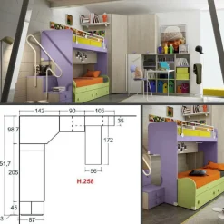 San Martino Mobili Cameretta in laminato materico Cameretta a soppalco 28 scontata a PREZZI OUTLET- Camerette