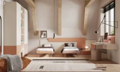 Sale Cameretta in laminato materico Cameretta con armadio e spazio giorno scontata a PREZZI OUTLET Camerette